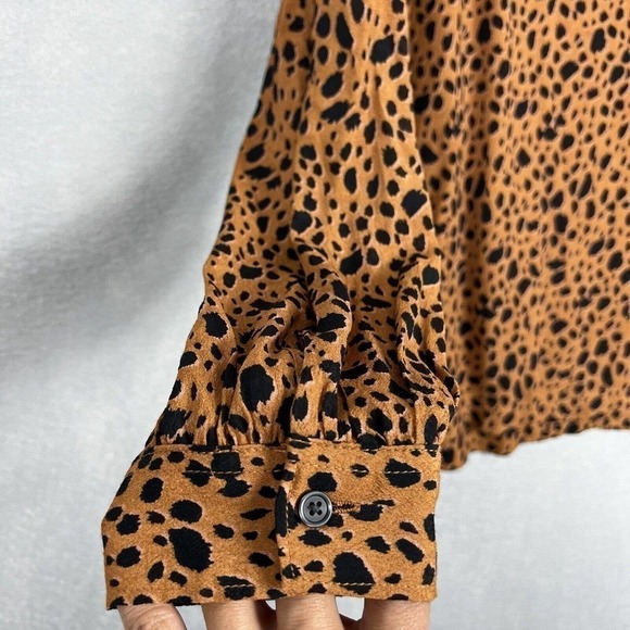 NWOT Gap Top Blouse Small Brown Leopard Print Popover Shirt Pullover - Picture 6 of 10